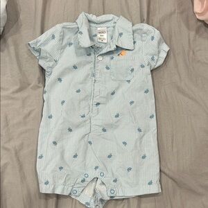 Carter's Light Blue Striped Romper with Whale Print